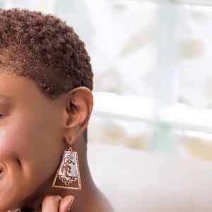 Carved Design Pyramid Shaped Earrings